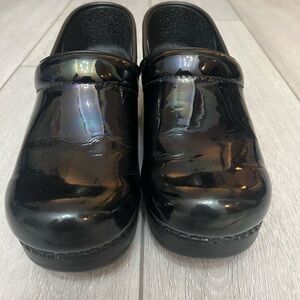 Dansko Black Patent Leather Clogs